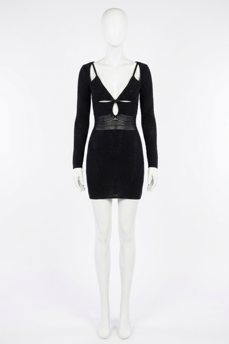 NEW RONNY KOBO rivera knit dress in black